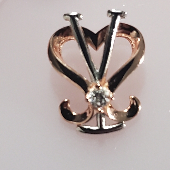 She-Said-Yes "Love Symbol" Round Cut 10k Solid Rose & White Gold Pendant - Picture 4 of 5